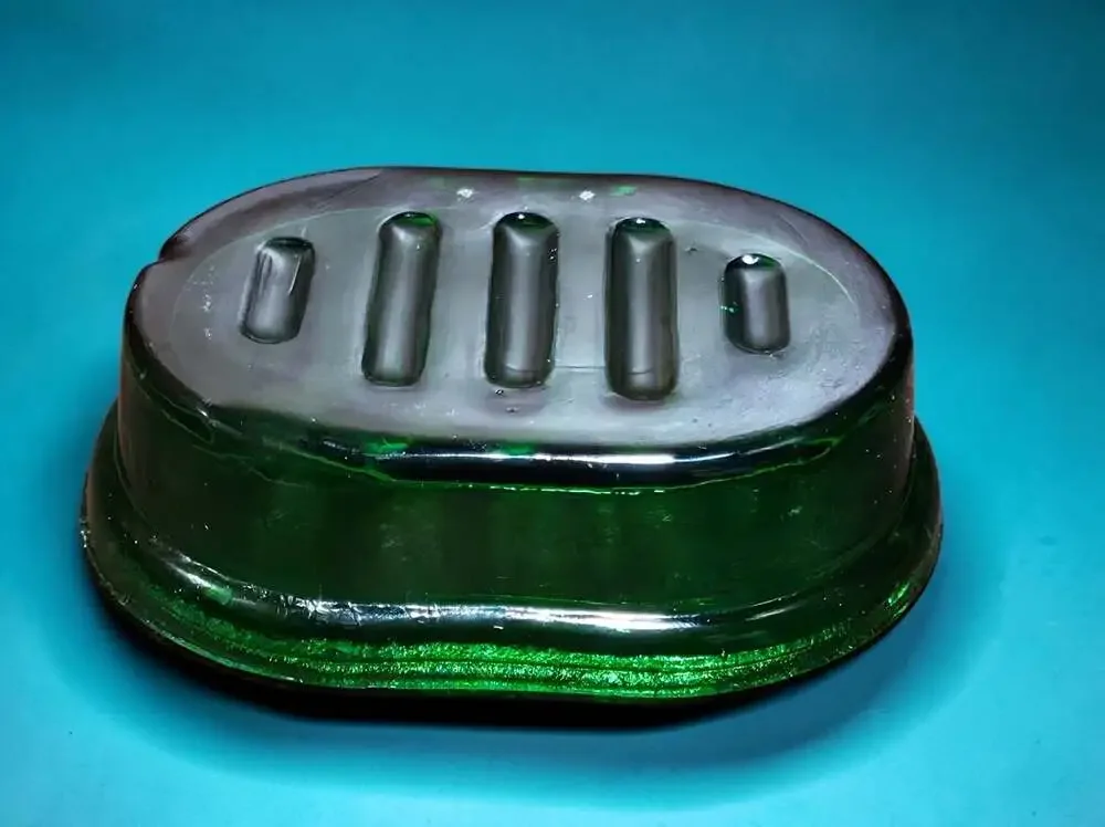 Vintage Emerald Green Pressed Glass Soap Dish